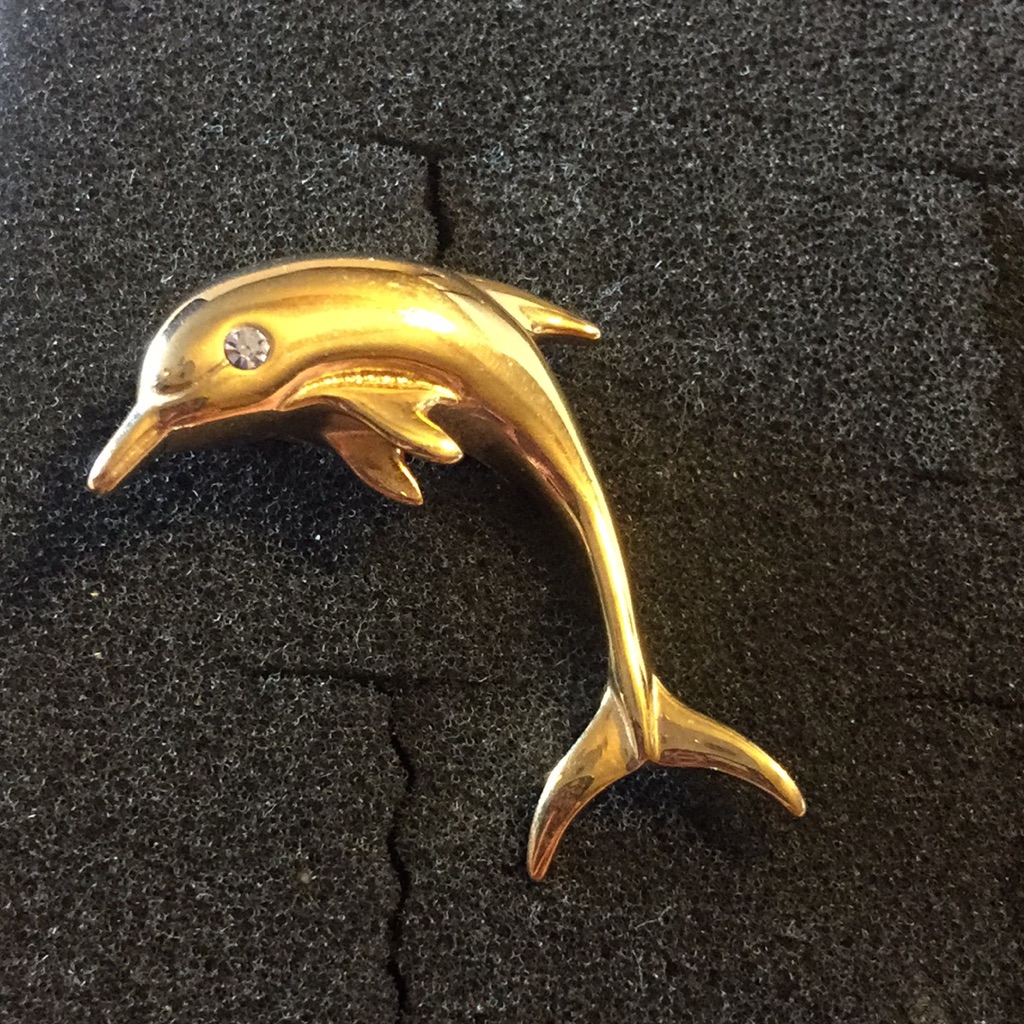 Vintage Krementz Gold Dolphin Brooch 18$